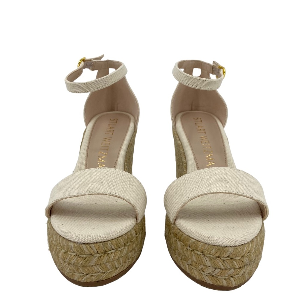 Stuart Weitzman Floria Wedge Platform Espadrille Sandals in Natural Wide Sizes - Picture 5 of 14